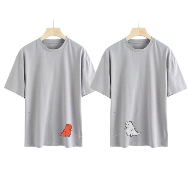 Dino Love Oversized T-Shirt for Couples – Cute Matching Set - Image 2