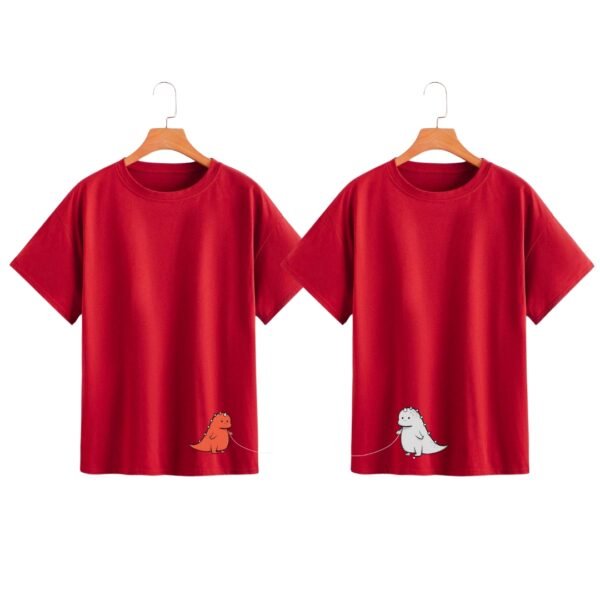 Dino Love Oversized T-Shirt for Couples – Cute Matching Set - Image 3