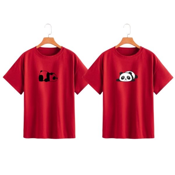 Together Like Pandas – Oversized Matching T-Shirt Set for Couples - Image 2