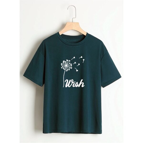 IWish Women’s Oversized T-Shirt – Wishful Design with Floral and Hearts - Image 3