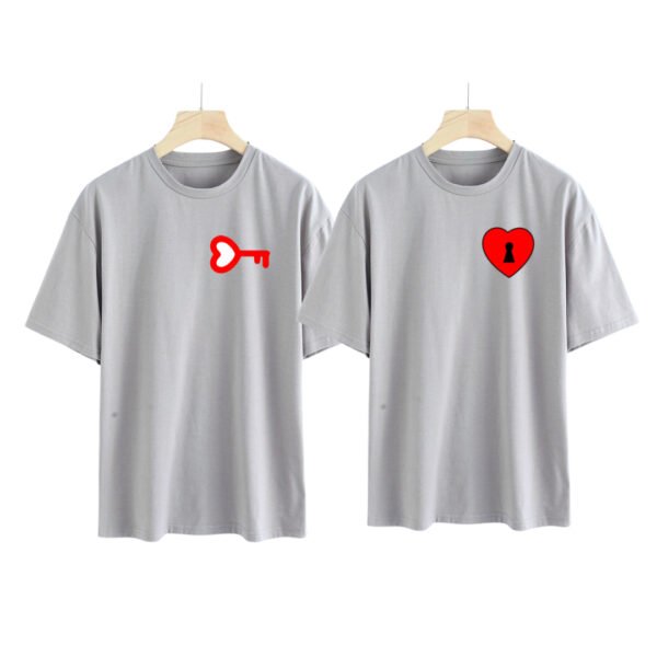 You Hold the Key to My Heart Oversized Couple T-Shirts - Image 3